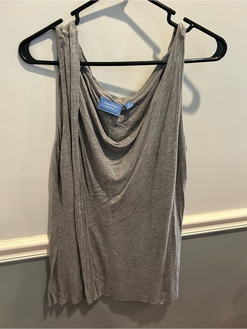 Simply Vera Vera Wang Gray Draped Cowl Neck Tank Top
